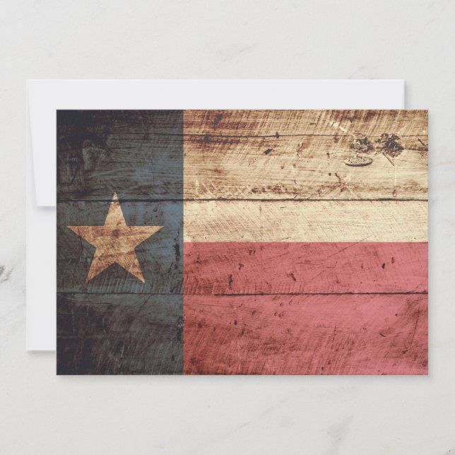 Texas State Flag op Old Wood Grain (Voorkant)