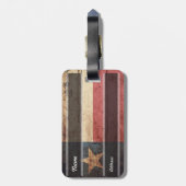 Texas State Flag op Old Wood Grain Bagagelabel (Achterkant verticaal)