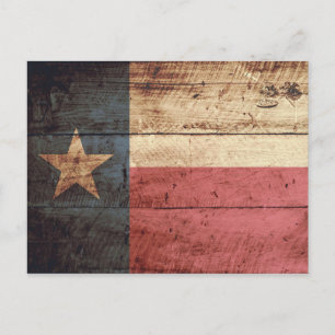 Texas State Flag op Old Wood Grain Briefkaart