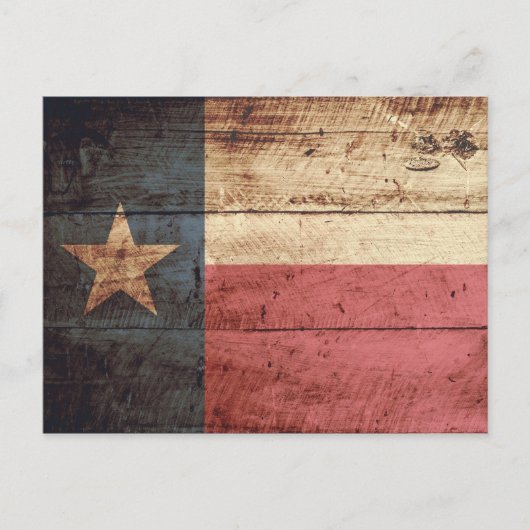 Texas State Flag op Old Wood Grain Briefkaart (Voorkant)
