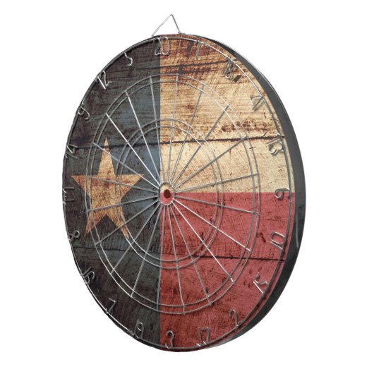 Texas State Flag op Old Wood Grain Dartbord (Voorkant Rechts)