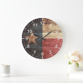 Texas State Flag op Old Wood Grain Grote Klok (Huis)