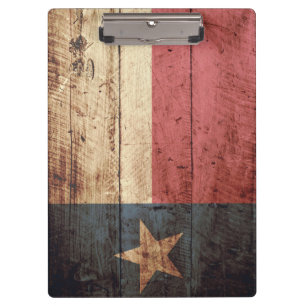 Texas State Flag op Old Wood Grain Klembord