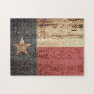 Texas State Flag op Old Wood Grain Legpuzzel