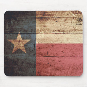 Texas State Flag op Old Wood Grain Muismat