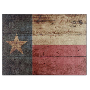 Texas State Flag op Old Wood Grain Snijplank