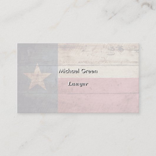 Texas State Flag op Old Wood Grain Visitekaartje (Voorkant)