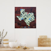Texas State License Bord Map op houten planken Poster (Keuken)