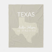 Texas State Map Aangepaste naam en datum Fleece Deken (Voorkant)
