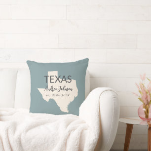 Texas State Map Aangepaste naam en datum Kussen