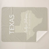 Texas State Map Aangepaste naam en datum Sherpa Deken (Voorkant (horizontaal))
