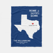 Texas State Map Aangepaste namen, Stad, Datum, Kle Fleece Deken (Voorkant)