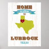 Texas State Map Art - Love Lubbock Art Poster (Voorkant)