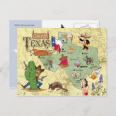 Texas State Map Briefkaart (Voorkant / Achterkant)