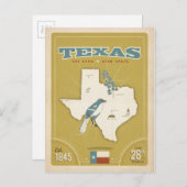 Texas State Map | De Lone Star-staat Briefkaart (Voorkant / Achterkant)
