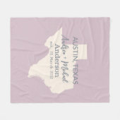 Texas State Map Paar Naam en datum bruiloft Fleece Deken (Voorkant (Horizontaal))