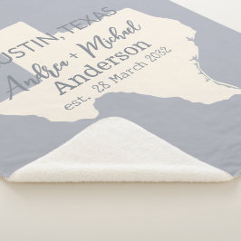 Texas State Map Paar Naam en datum bruiloft Sherpa Deken