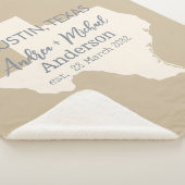 Texas State Map Paar Naam en datum bruiloft Sherpa Deken (3/4)