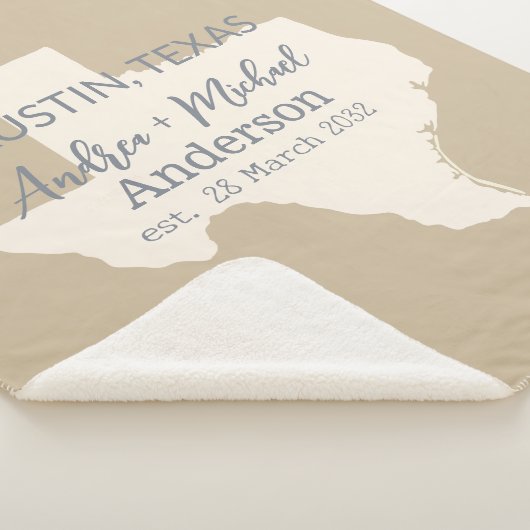 Texas State Map Paar Naam en datum bruiloft Sherpa Deken (3/4)