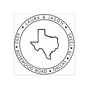 Texas State Map Return Address Wood Rubberstempel