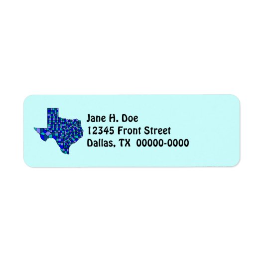 Texas State Map Shape TX Retouradreslabel Etiket (Voorkant)