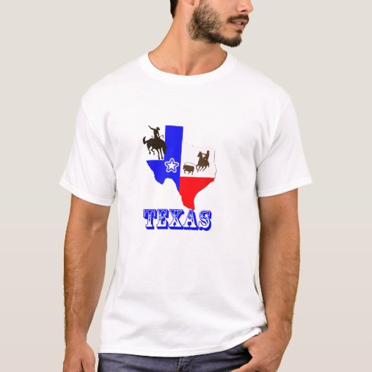 Texas State Map T-Shirt met Cowboy (Voorkant)