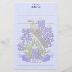 Texas State Mockingbird & Bluebonnet Flower Briefpapier