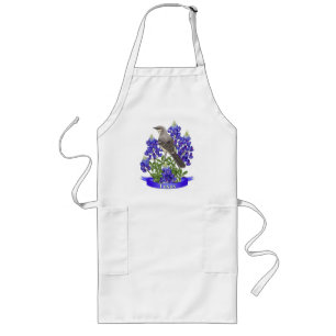 Texas State Mockingbird & Bluebonnet Flower Lang Schort