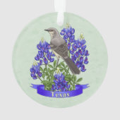 Texas State Mockingbird & Bluebonnet Flower Ornament (achterkant)