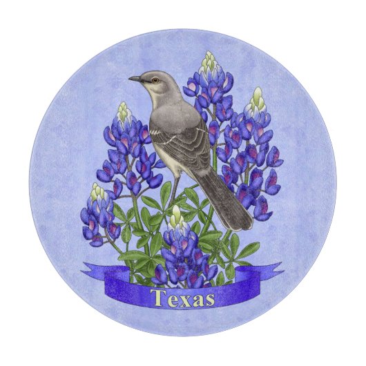 Texas State Mockingbird & Bluebonnet Flower Snijplank (Voorkant)