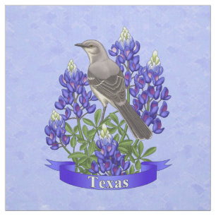 Texas State Mockingbird & Bluebonnet Flower Stof