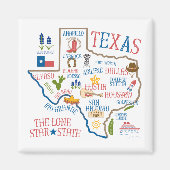 Texas State oriëntatiepunten Illustratie Magnet Magneet (Voorkant)