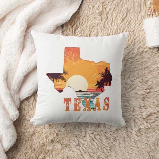 Texas State Outline Beach Sunset Kussen (Deken)