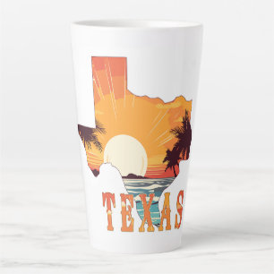 Texas State Outline Beach Sunset Latte Mok
