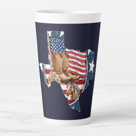 Texas State Outline Verenigde Staten Horse Latte Mok (Voorkant)