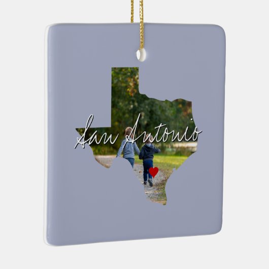 Texas State Photo insert and town name Keramisch Ornament (Rechts)