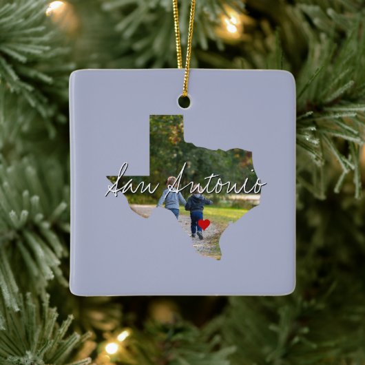 Texas State Photo insert and town name Keramisch Ornament (Boom)