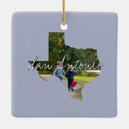 Texas State Photo insert and town name Keramisch Ornament (Achterkant)