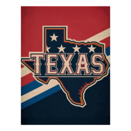 Texas State Retro Flag Design Perfect Poster