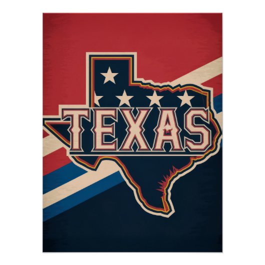 Texas State Retro Flag Design Perfect Poster (Voorkant)
