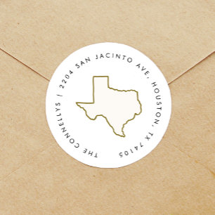 Texas State Return-adreslabels Ronde Sticker