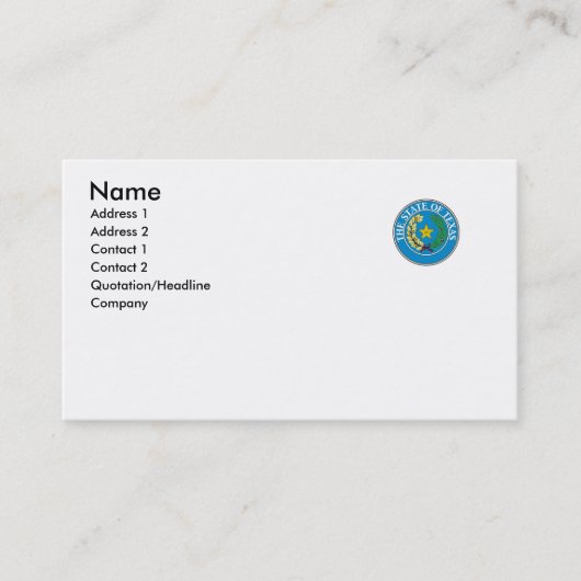 Texas State Seal Visitekaartje (Voorkant)