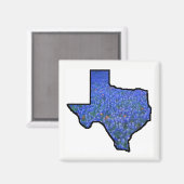 Texas State Shape Vlag en Bluebonnets Magnet Magneet (Voorkant / Achterkant)