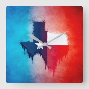 Texas State Symbol Color Drip Square Wall klok