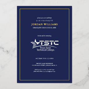Texas State Technical College Afstuderen Folie Uitnodiging