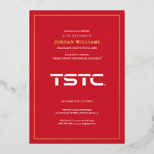 Texas State Technical College Afstuderen Folie Uitnodiging