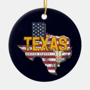 Texas State Verenigde Staten Retrokaart  Verenigde Keramisch Ornament