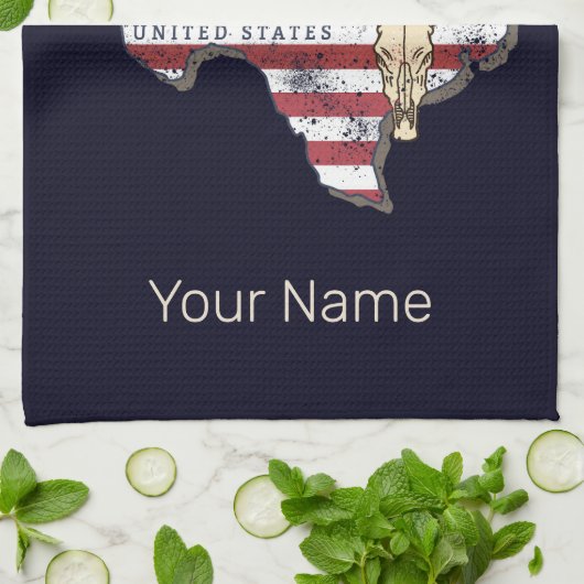 Texas State Verenigde Staten Retrokaart  Verenigde Theedoek (Gevouwen)