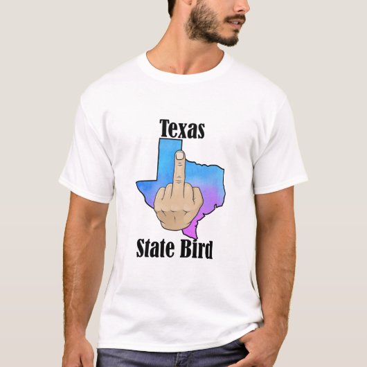 Texas state vogel T-shirt middelvinger kleur (Voorkant)
