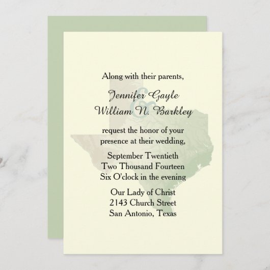 Texas State Wedding Invitation 2 Kaart (Voorkant / Achterkant)